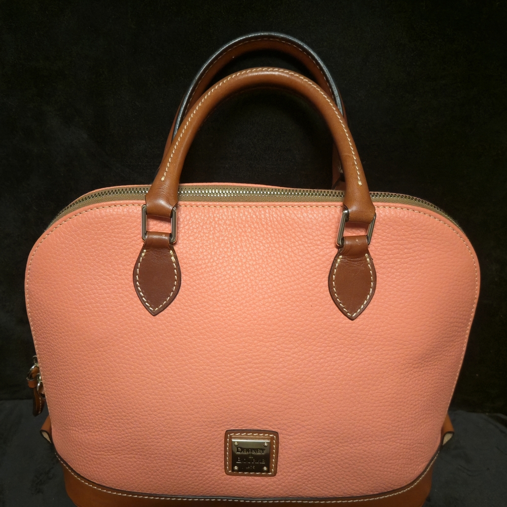 Dooney & Bourke Salmon and Brown Leather Satchel